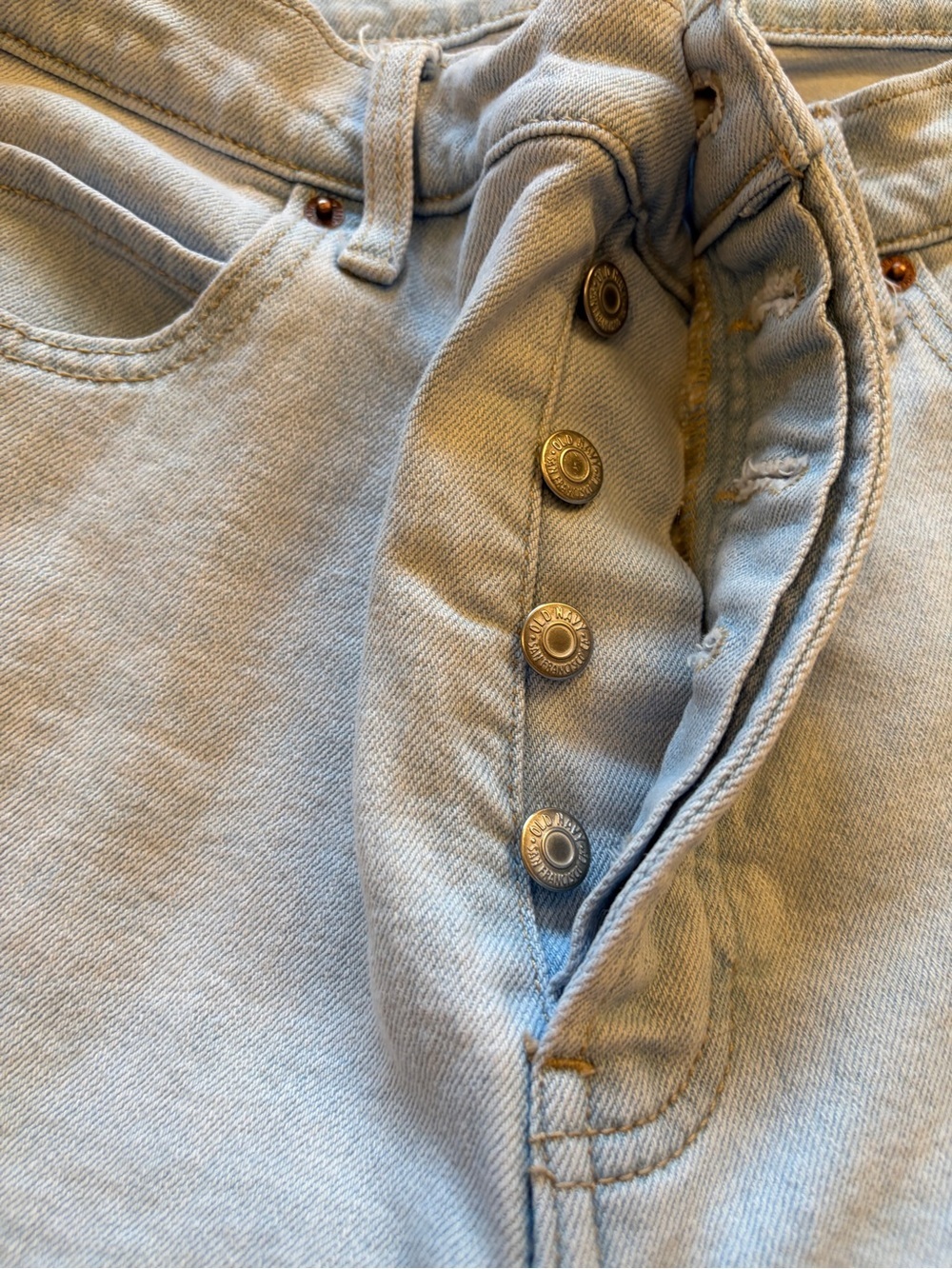 Old Navy Distressed Light Wash/Button Fly/High Waisted-Size 16 - Picture 9 of 10